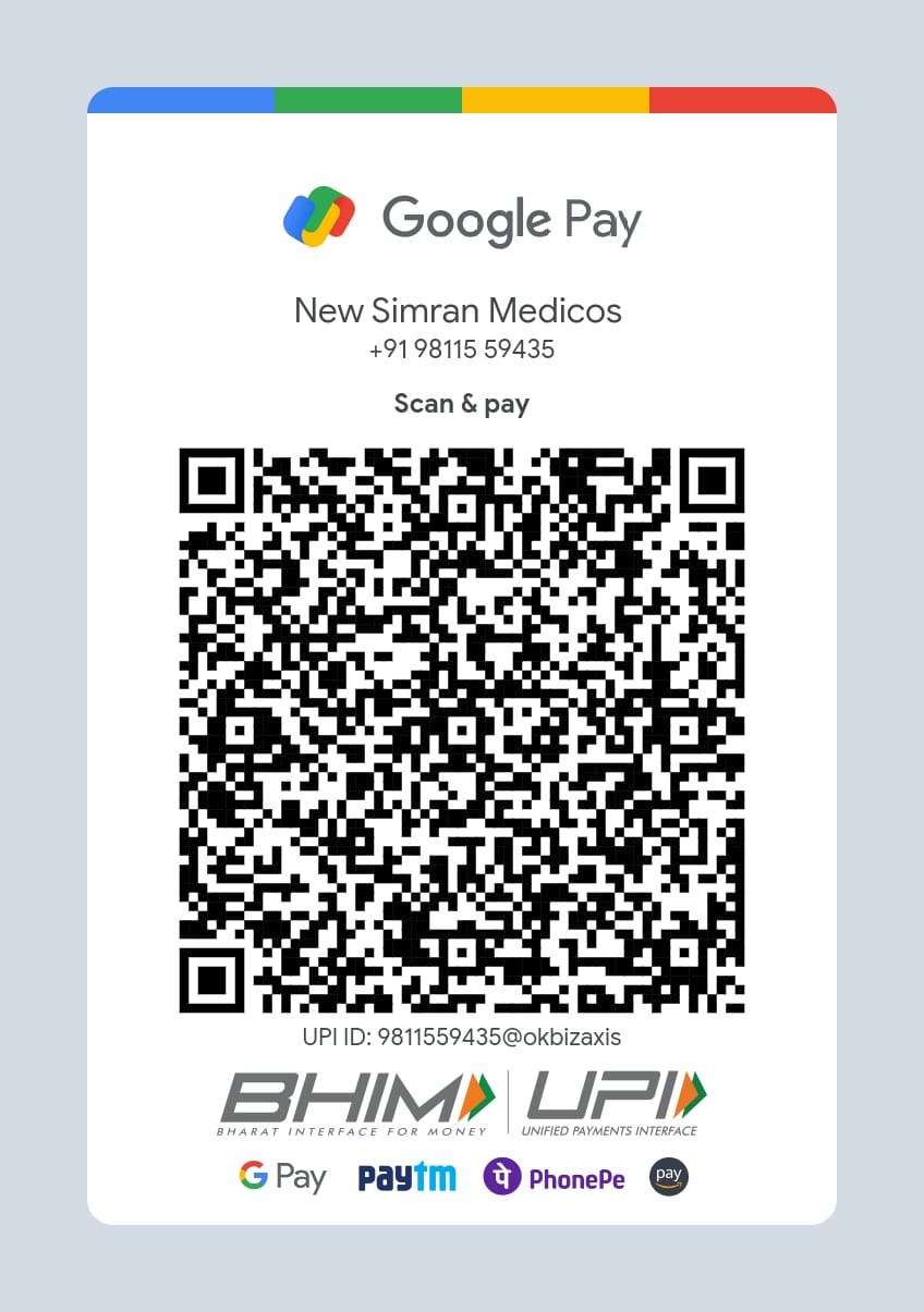 Scan and pay via UPI at New Simran Medicos